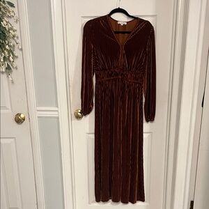 Caramel Long Sleeve “Velvet” Dress